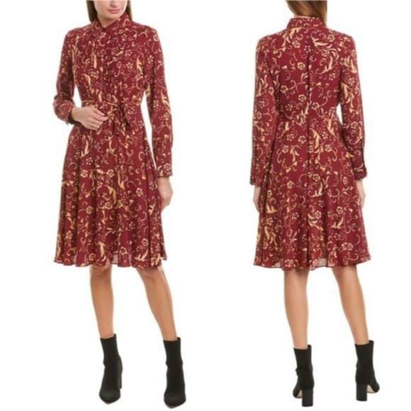 Nanette Lepore Long Sleeve Pin Tuck removable slip liner Shirtdress size 8 - Picture 1 of 16